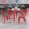 Flash Furniture Red Metal Chair with Wood Seat and Arms, PK4 4-CH-31270-RED-WD-GG - alternate 1